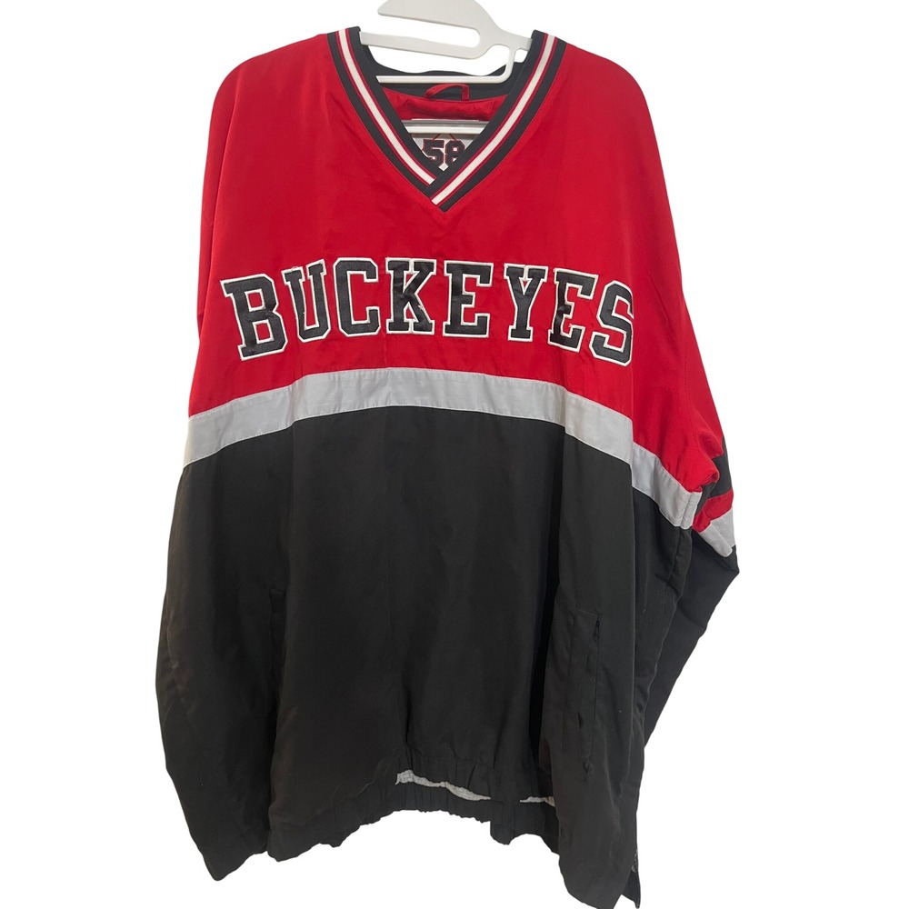 58 Sports Ohio State Buckeyes Windbreaker Pullover Red Black Mens XXL OSU NCAA